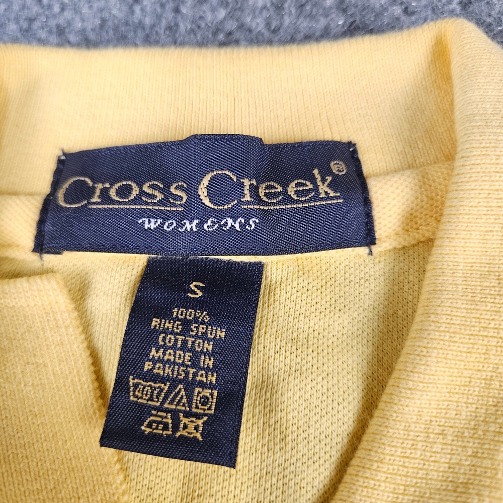 Cross Creek Womens Sleeveless Polo Shirt Yellow Cotton Pique Golf Top Size S - Picture 2 of 4
